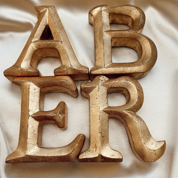 GOLD GILDED INITIAL LETTER HOME DECOR - Picture 2 of 6